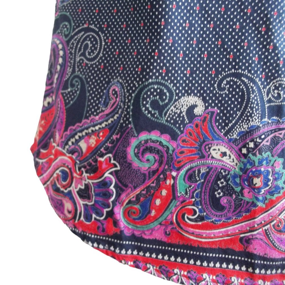 ROBERT GRAHAM Polka Dot Paisley Border Button Front Cotton Womens Blouse Sz 2 - Picture 9 of 14